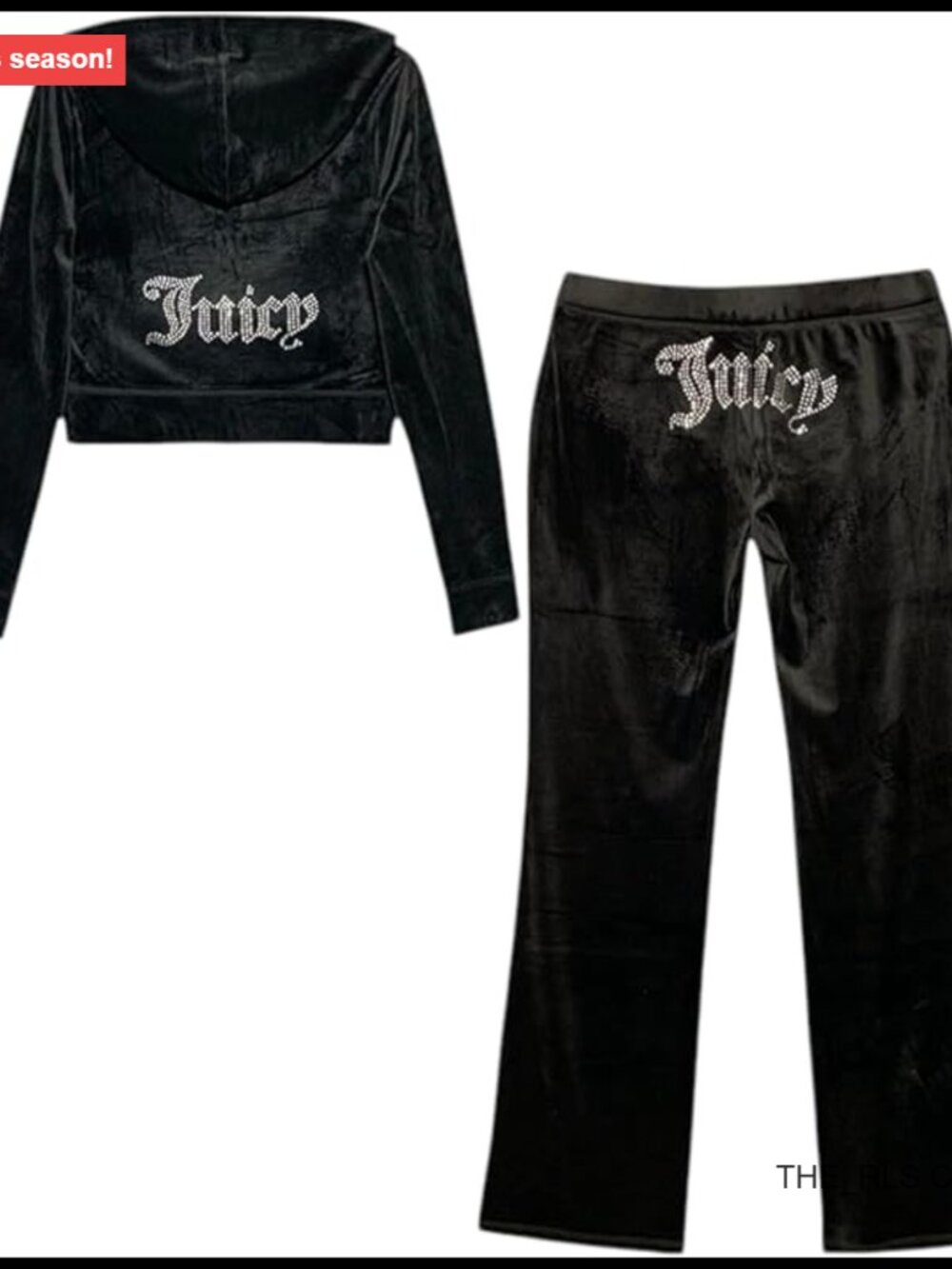 Velour Tracksuit Set with Bling Embellishment and Hooded Jacket